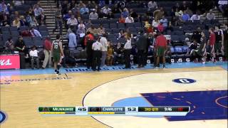 Terrible pass by Gerald Henderson drills a fan walking by in the head. vs Bucks 11-29-13