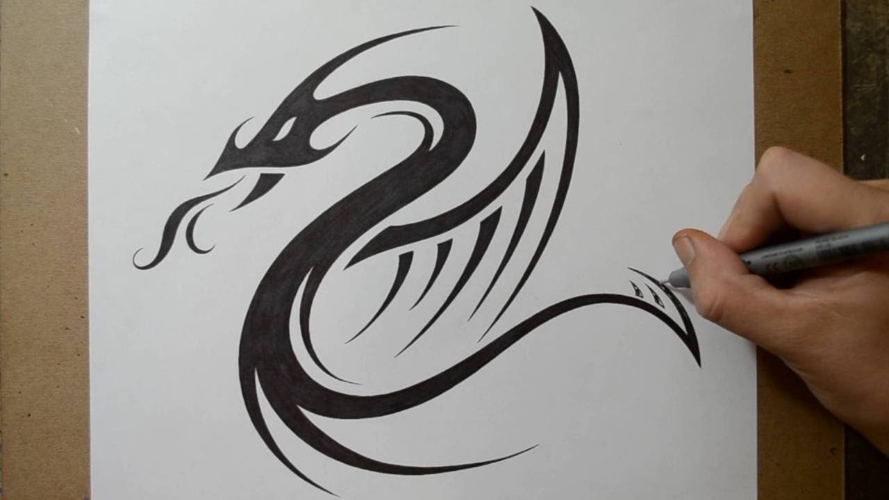 Designing a Tribal Dragon Serpent Tattoo Design - YouTube