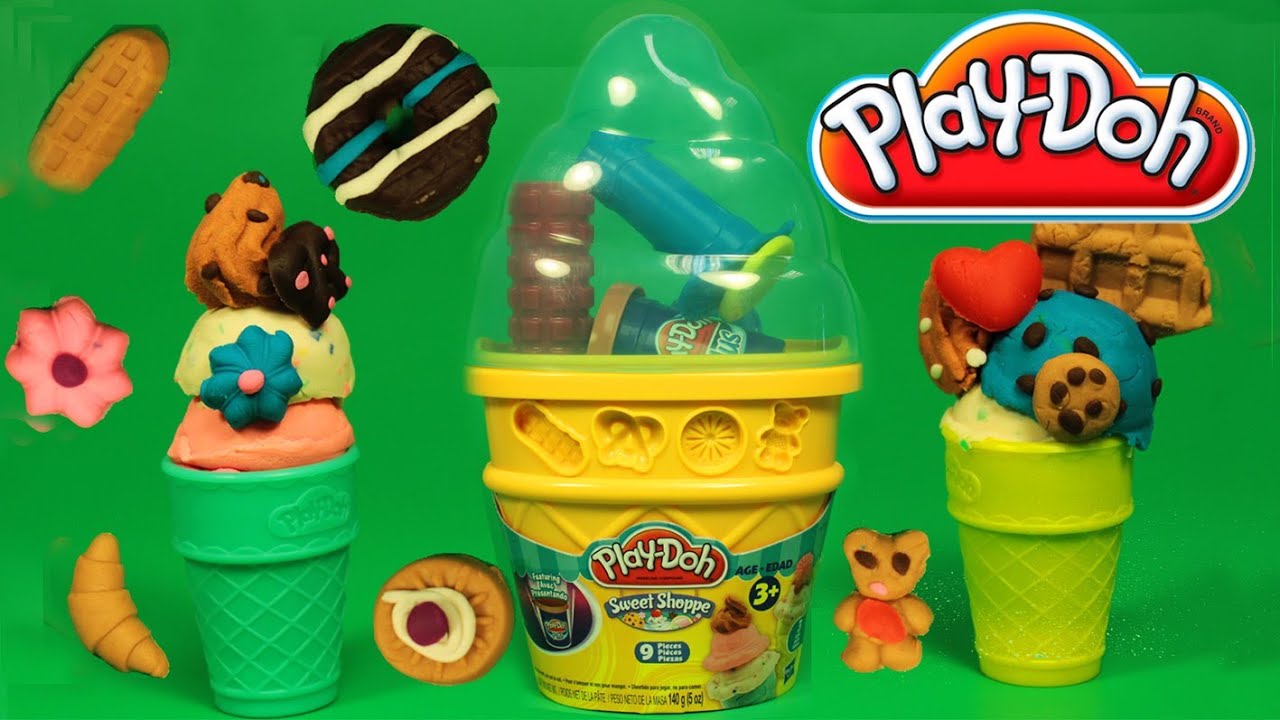 Play Doh Sweet Shoppe Ice Cream Cone Container Craft Kit How to make