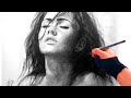 Megan Fox Charcoal Speed Drawing (improved Lighting 