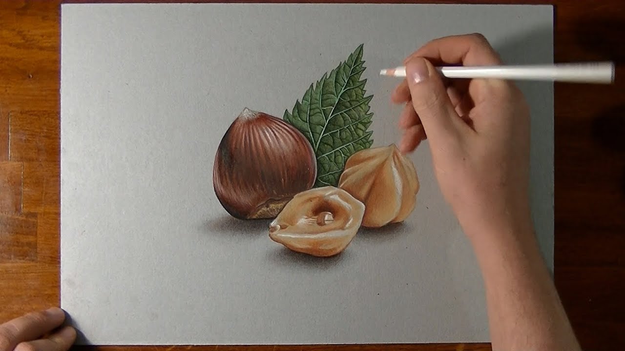 Drawing Time Lapse hazelnuts hyperrealistic art YouTube