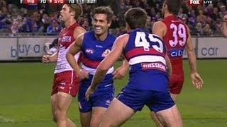 Daniel Giansiracusa's alley-oop: Goal of the year? (Western Bulldogs v Sydney Swans, Rd19 2013)