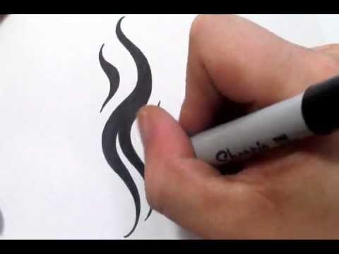 Flame Tattoos - Drawing Simple Tribal Flames - YouTube