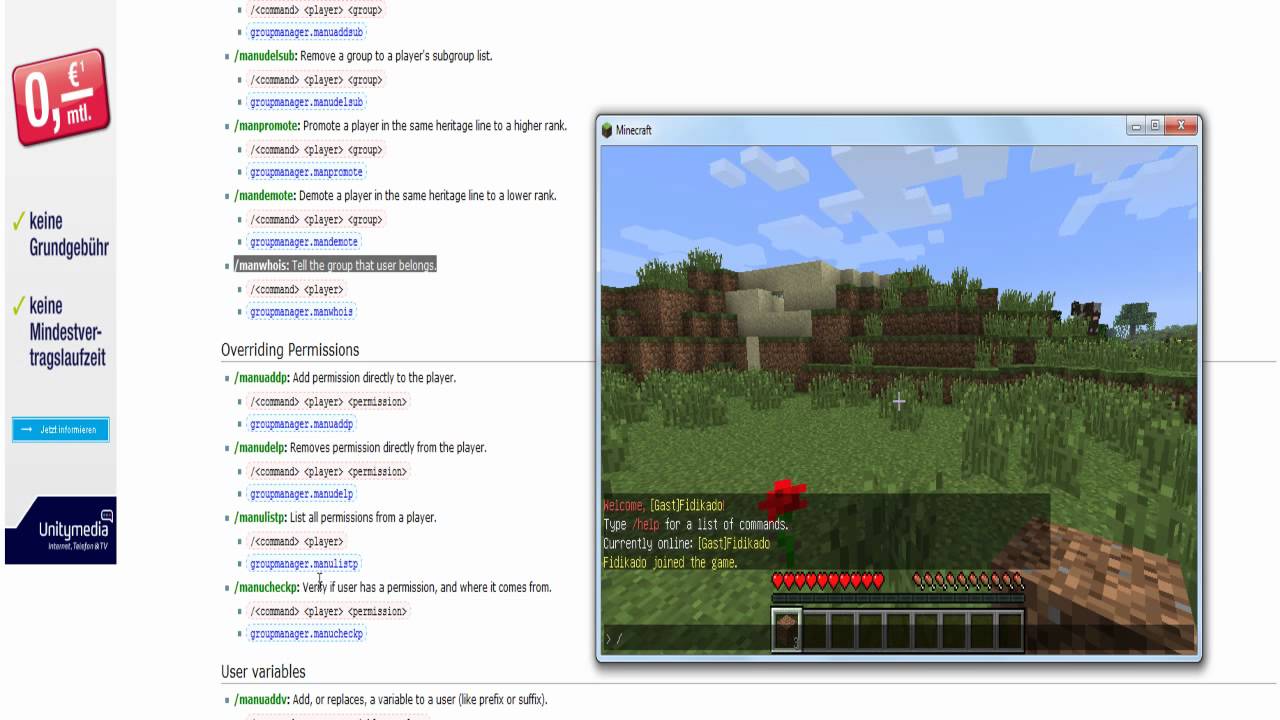 Minecraft Server Plugins 1.1: Essentials Groupmanager [2/2] Befehle ...