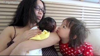 Julianna Bonding with Newborn Sisters! - March 09, 2014 - itsJudysLife Vlog