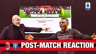 Coach Pioli and Pierre Kalulu | AC Milan v Empoli | Post-match reactions