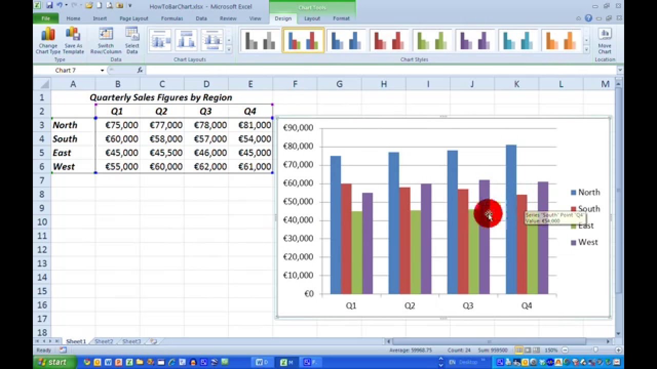 How To... Draw a Simple Bar Chart in Excel 2010 YouTube