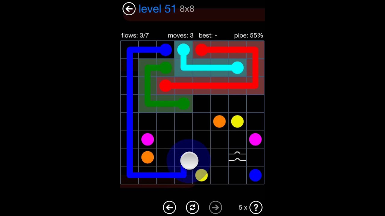 Flow Free Bridges Challenge Pack 8x8 Level 51 Walkthrough - YouTube