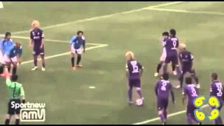 Kyoto Sanga score the CRAZIEST FREE KICK featuring a long line of dummies