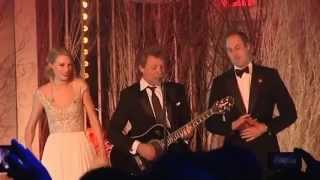 Taylor Swift, Bon Jovi, and Prince William sing 'Living On A Prayer' at the Winter Whites Gala