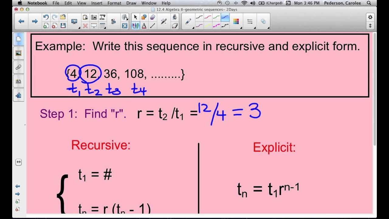 recursive formula in geometric sequence