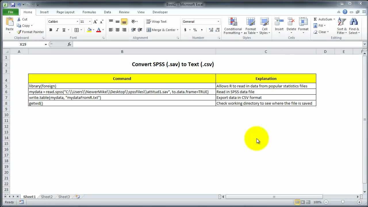 Convert SPSS (.sav) to Text (.csv) - YouTube