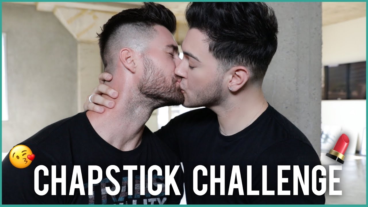 the chapstick kissing challenge, couple, lgbt, kyle krieger, manny mua, man...