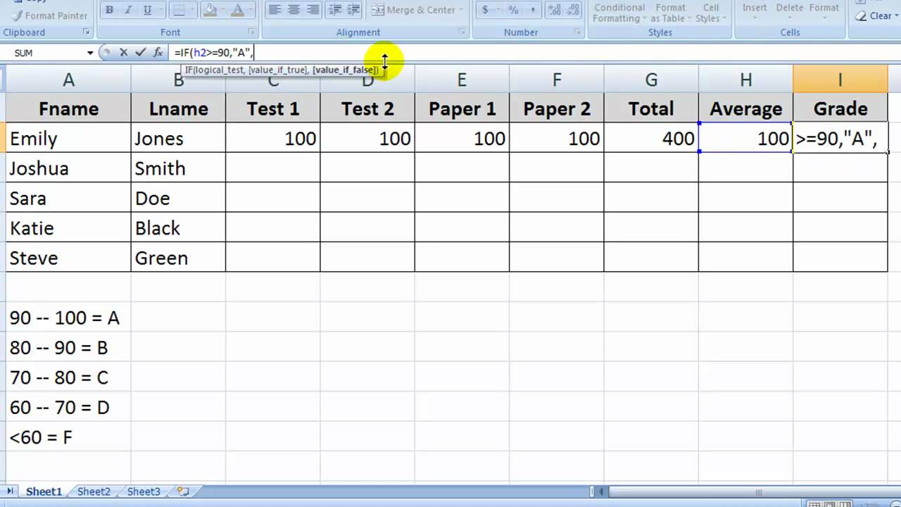 how to use vlookup in excel to assign letter grades