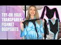 4K TRANSPARENT Fishnet Teddy Bodysuit TRY ON with MIRROR view  Scarlett Kendall TryON Haul