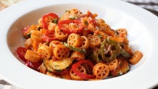 Hot Wheels Pasta - Spicy Summer Pasta Recipe with Rotelle, Zucchini, and Peppers