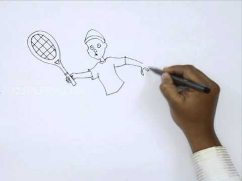 How to Draw a Boy Playing Tennis - YouTube