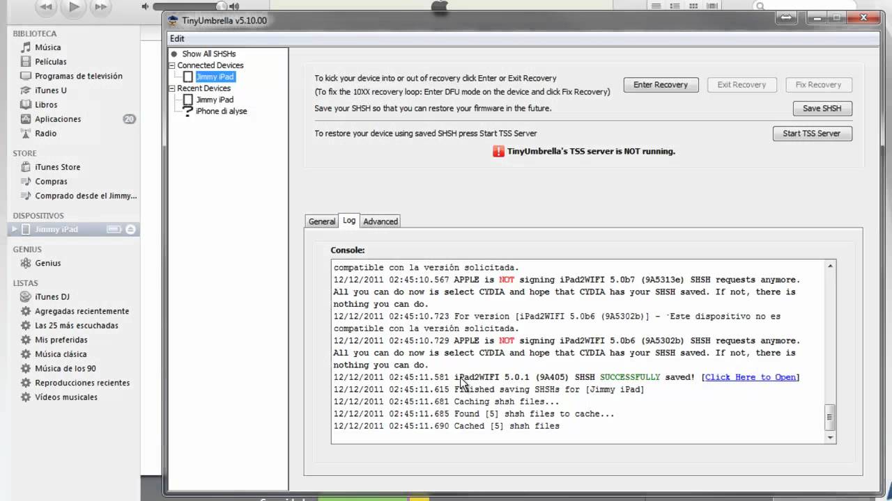 TinyUmbrella: Save iOS 5.0.1 SHSH + APTicket: iPad, iPhone and iPod ...