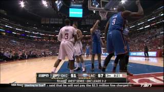 Chris Paul throws ball off Ibaka