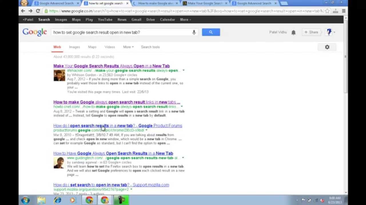 new tab for google search