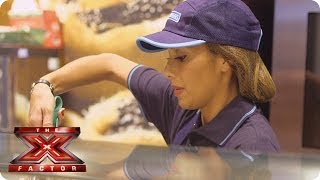 Is that Nicole serving up a cheese and onion pasty? (Yes, it is) - The X Factor 2013