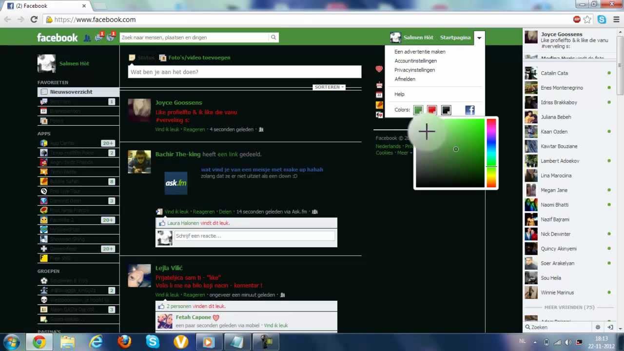 FaceBook background colors change YouTube