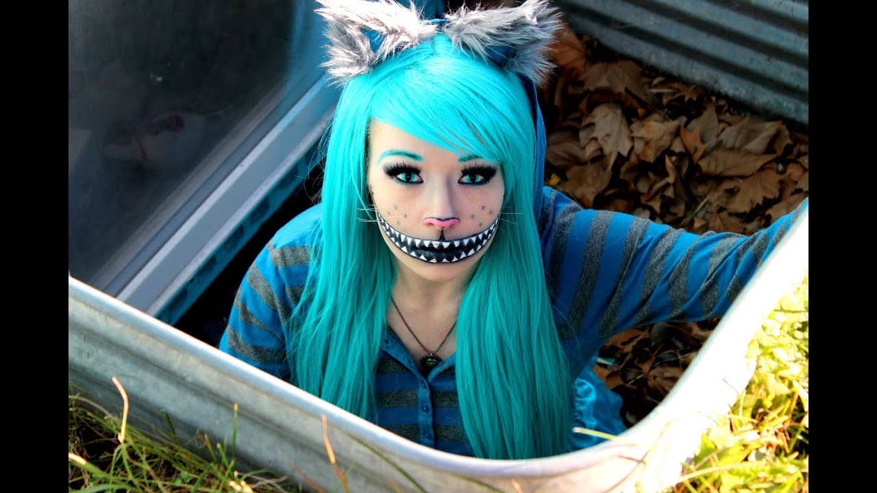 Tutorial YouTube & ears  CHESHIRE diy  CAT! animal Costume) (Makeup  costume