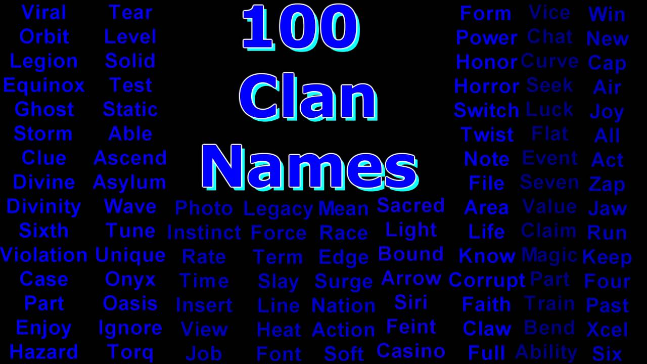 Over 100 Unused Clan Names - YouTube - 1280 x 720 jpeg 78kB