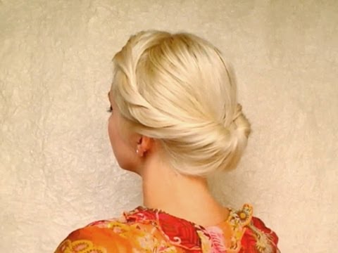 Wedding hairstyles for medium long hair tutorial Prom updo Gibson tuck ...