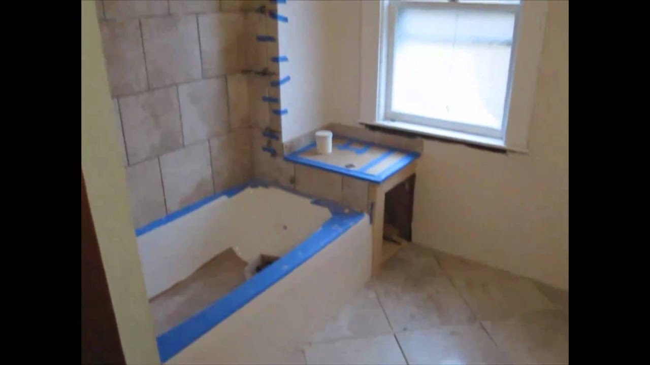 Running bond Ceramic tile tub area YouTube