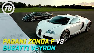 Pagani Zonda F vs Bugatti Veyron Drag Race - Top Gear - BBC