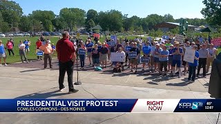 Crowds in downtown Des Moines protests President Donald Trump's visit