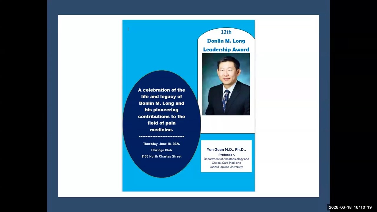 Donlin M. Long Leadership Award 2026. Dr. Yun Guan 12th Recipient