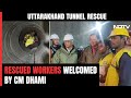 Uttarkashi Tunnel Rescue | Uttarakhand CM Dhami Greets First Worker Rescued From Tunnel