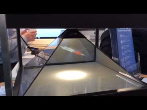Create live virtual samples as holograms at exhibitions