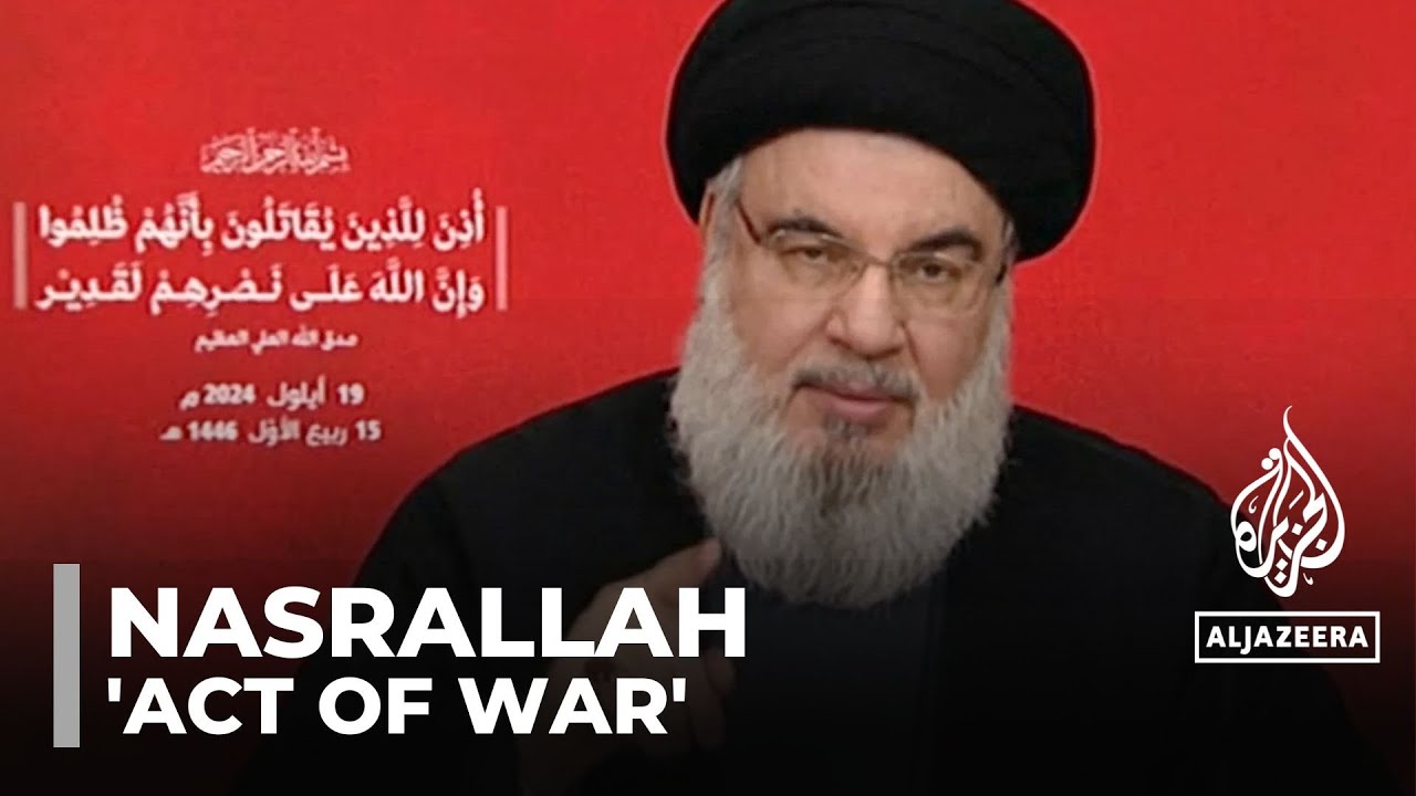 Hezbollah’s Nasrallah says Israel’s Lebanon attacks crossed ‘all red lines’