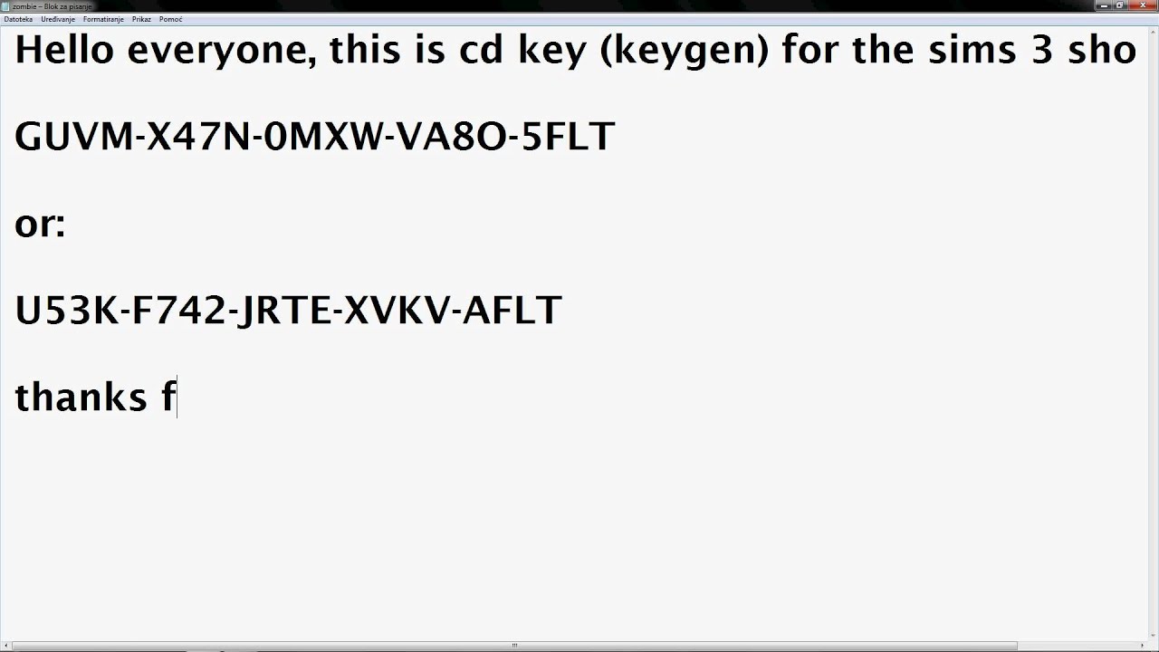 Serial Key For Sims 3 Showtime