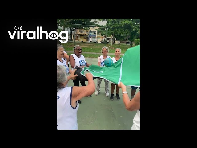 Senior Citizen Parachute Soccer Game || ViralHog