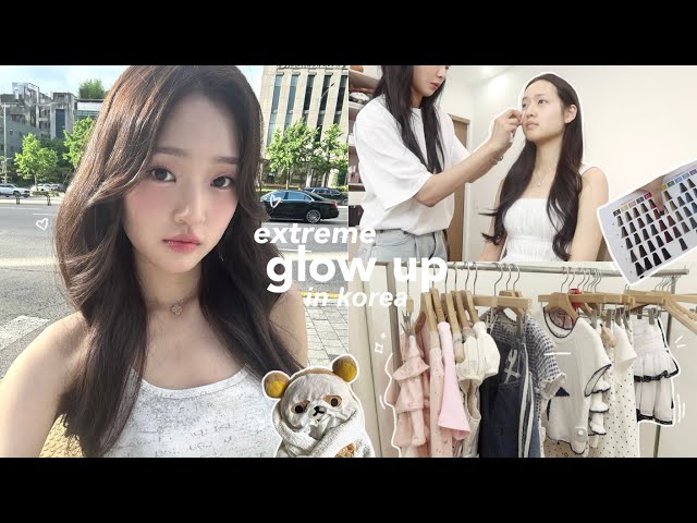EXTREME glow up in KOREA for summer🎀: dyeing my hair, IV drip, idol makeup, skin treatements & nails
