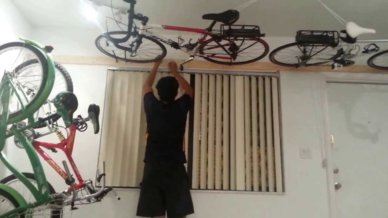 ceiling mounted bicycle rack