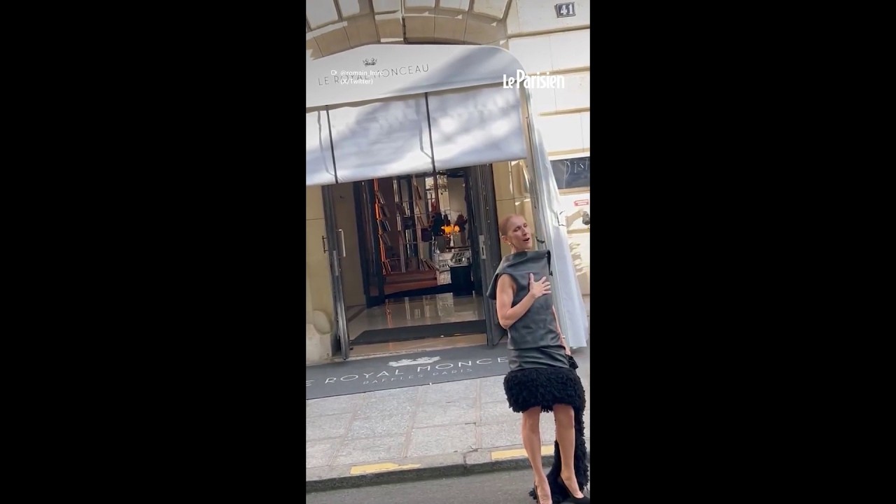 Céline Dion chante devant son hôtel pour ses fans