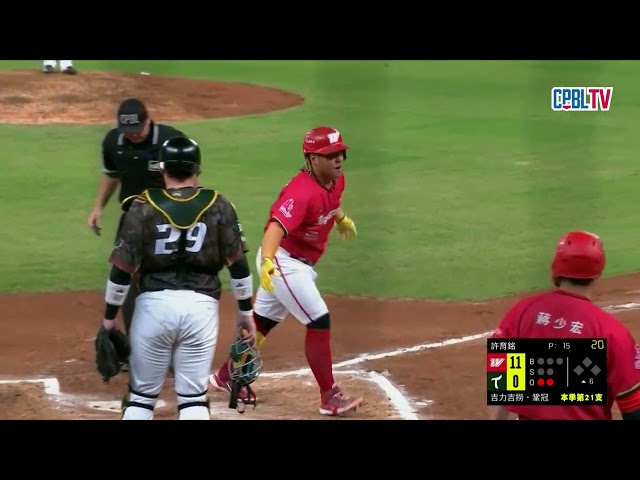 影/《CPBL》轟到直接躺下來! 吉力吉撈‧鞏冠炸裂第21轟 味全大勝台鋼止敗