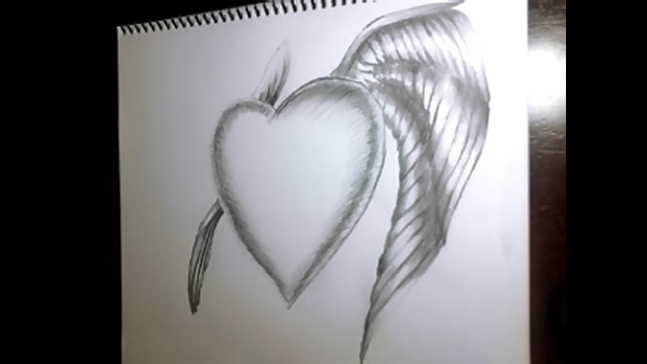 como dibujar un corazon con alas - YouTube