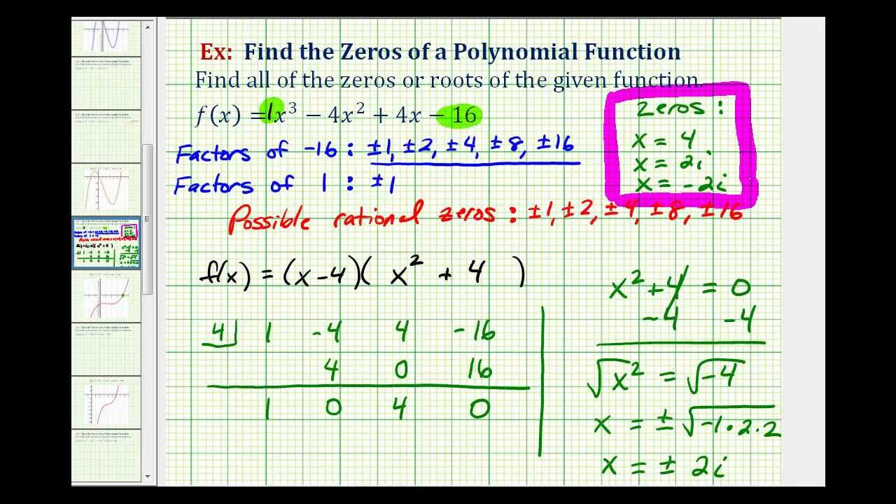 ex-4-find-the-zeros-of-a-polynomial-function-with-imaginary-zeros