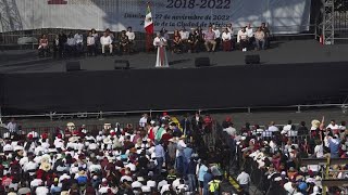 Mexico’s president leads huge pro-government rally in the capital