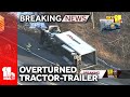 Tractor-trailer overturns in Bel Air crash