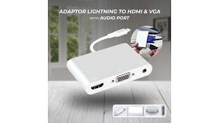 Pratinjau video produk Adaptor Konverter Video Lightning to HDMI VGA with Audio Port - 7585