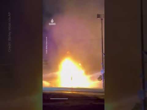 Fuel truck in Texas erupts into flames after hitting power lines