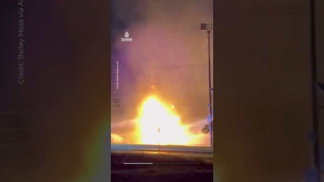 Fuel truck in Texas erupts into flames after hitting power lines
