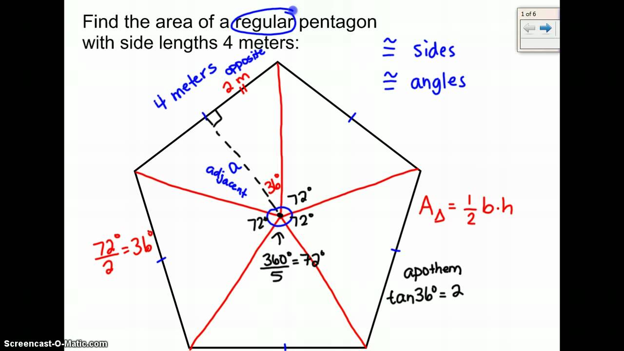 Finding The Area Of A Regular Pentagon YouTube